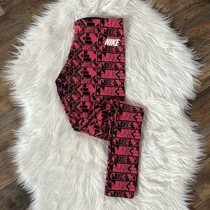 Nike cropped hot pink and black leggings medium